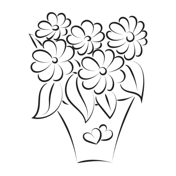 春天的花盆 手绘彩绘花园花卉 供印刷或用作海报 传单或T恤 — 图库矢量图片