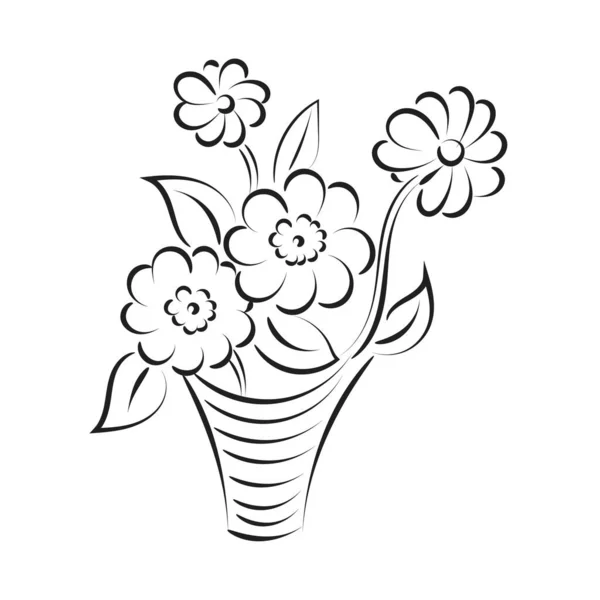 Jarní Květináč Ručně Kreslené Zbarvení Zahradní Květiny Pro Tisk Nebo — Stockový vektor