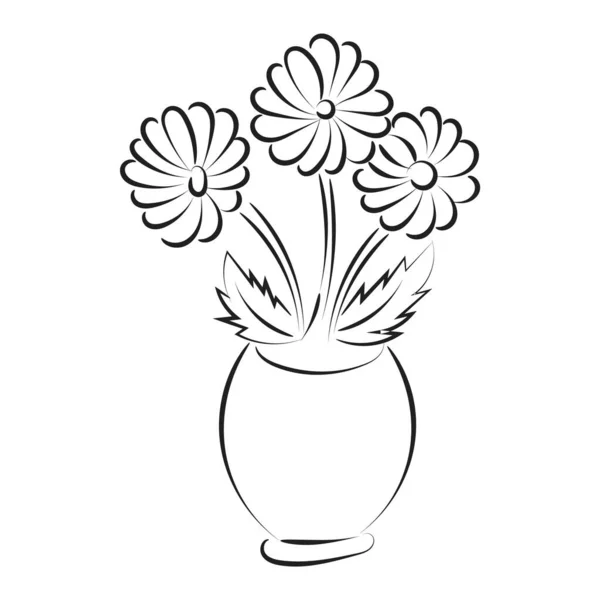 Voorjaarsbloemen Pot Met Hand Getekende Kleuring Tuinbloemen Voor Afdruk Gebruik — Stockvector