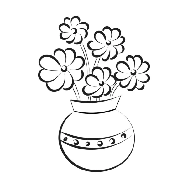 Voorjaarsbloemen Pot Met Hand Getekende Kleuring Tuinbloemen Voor Afdruk Gebruik — Stockvector