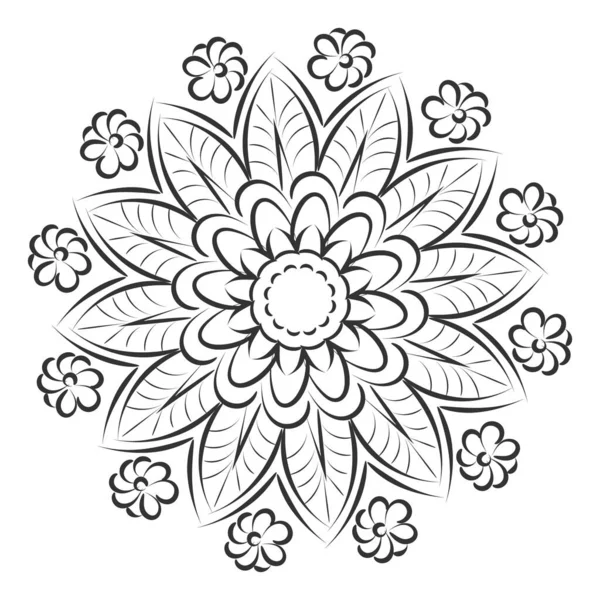 Mandala Sanat Tasarımı Daire Içinde Basit Mandala Tasarımı Çiçek Mandala — Stok Vektör