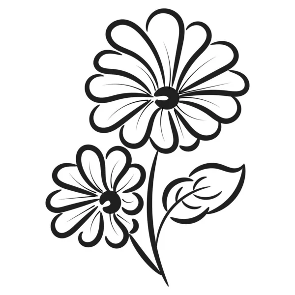 Met Hand Getekende Bloemen Doodle Achtergrond Platte Ontwerp Abstracte Bladeren — Stockvector