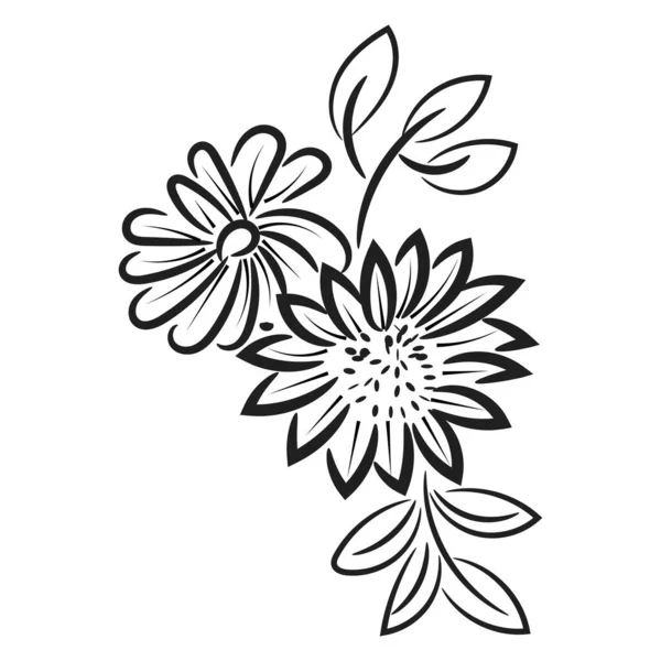 Mão Desenhado Fundo Doodle Floral Projeto Plano Design Folhas Abstratas — Vetor de Stock