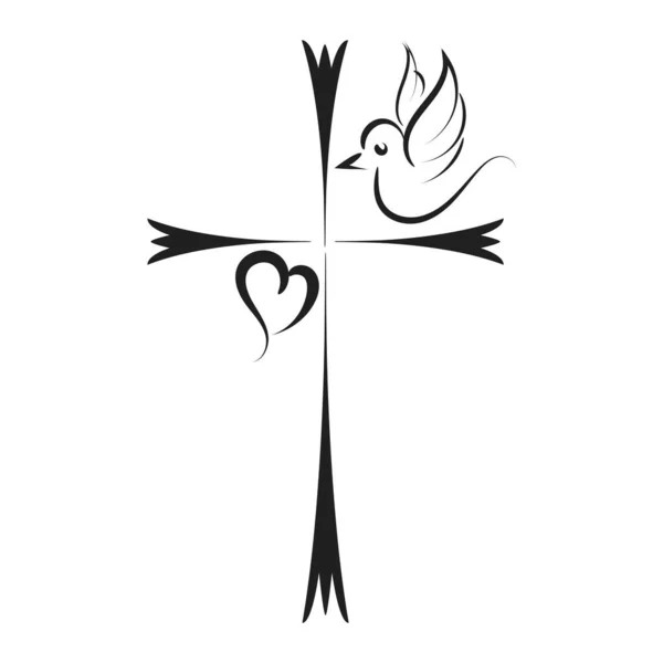 基督教十字与花卉设计 漂亮的花纹图案 用于印刷或用作卡片 传单或T恤衫 — 图库矢量图片