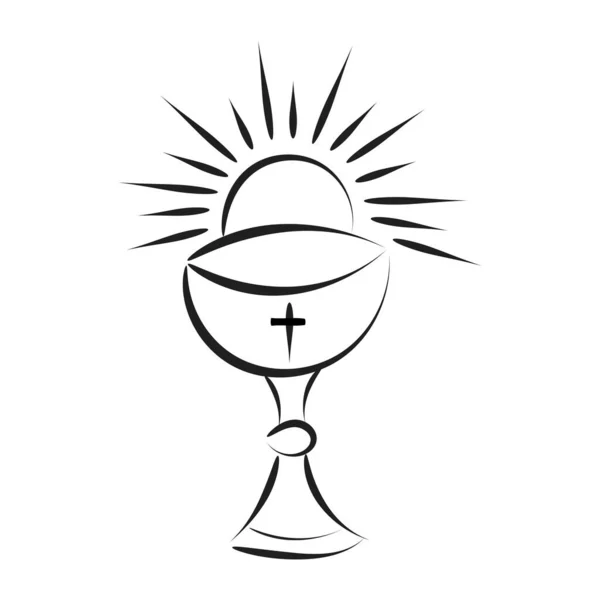 Ježíš Eucharistická Ilustrace Eucharistie Kalichu Hrozny Pšenicí Pro Tisk Nebo — Stockový vektor