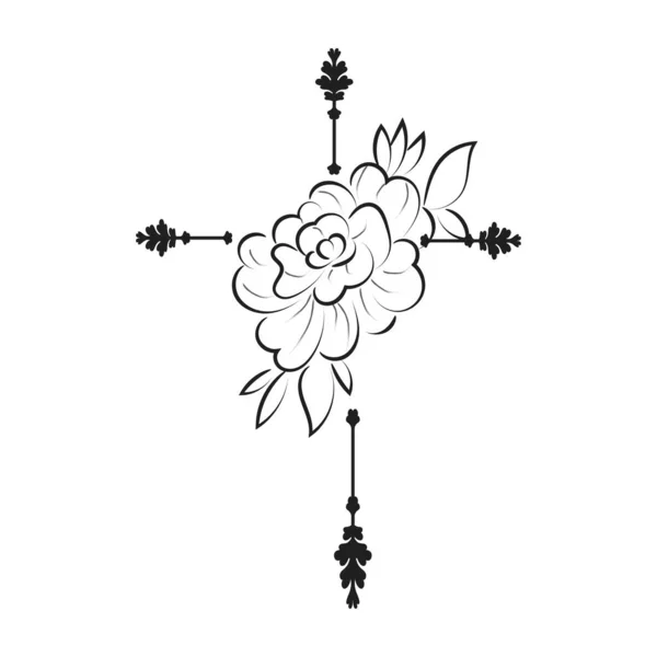Svatý Kříž Květinovým Vzorem Pro Tisk — Stockový vektor