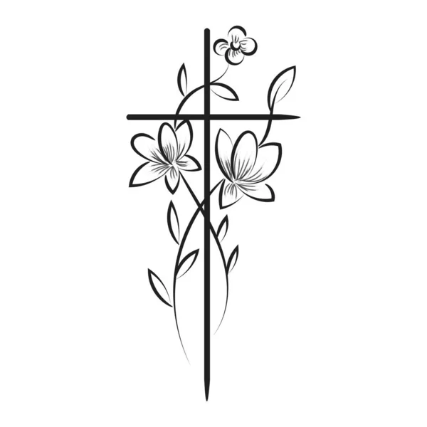 Крест Цветочным Дизайном Печати — стоковый вектор