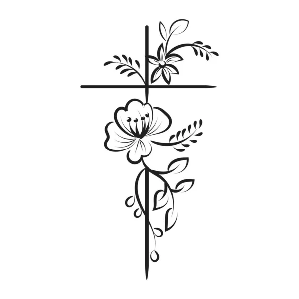 聖十字架と花のデザイン Print — ストックベクタ