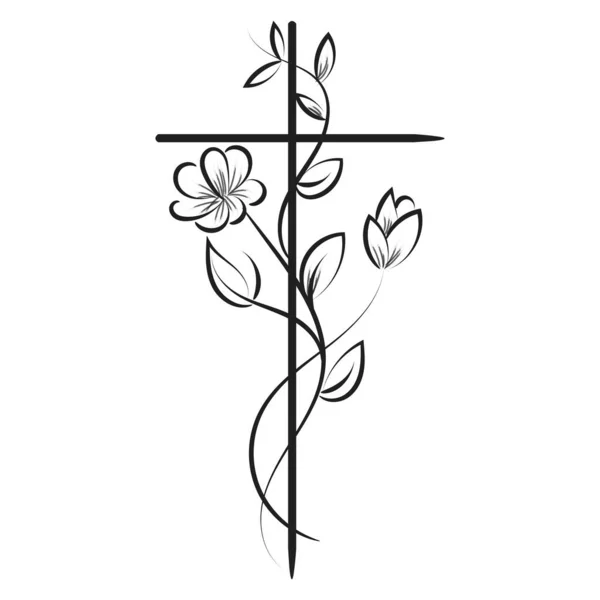 Sainte Croix Avec Motif Floral Pour Imprimer — Image vectorielle