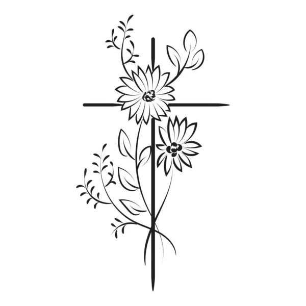 Santa Cruz Con Diseño Floral Para Imprimir — Archivo Imágenes Vectoriales