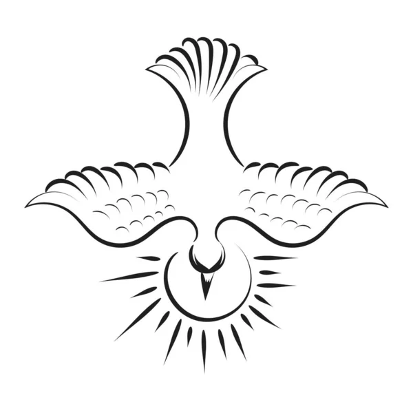 Baskı Kart Broşür Dövme Veya Shirt Için Pentekost Pazar Güvercini — Stok Vektör