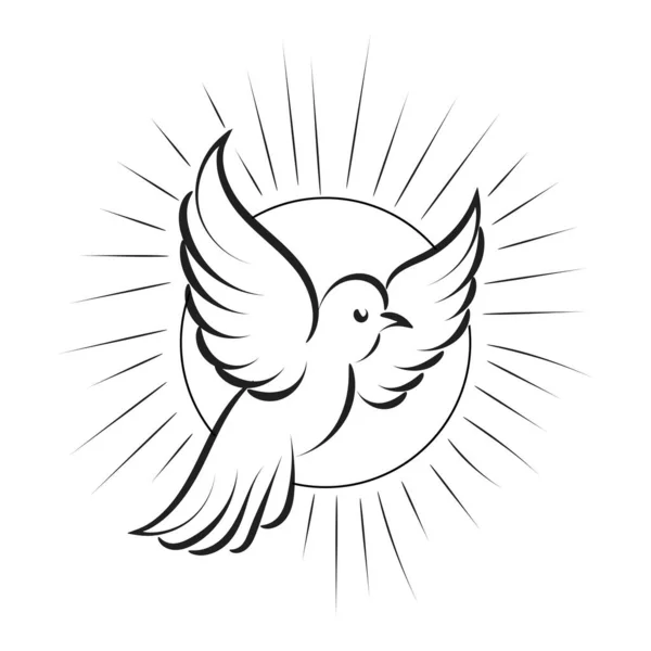 五旬节周日鸽子标识矢量插图 用于印刷或用作海报 纹身或T恤衫 — 图库矢量图片