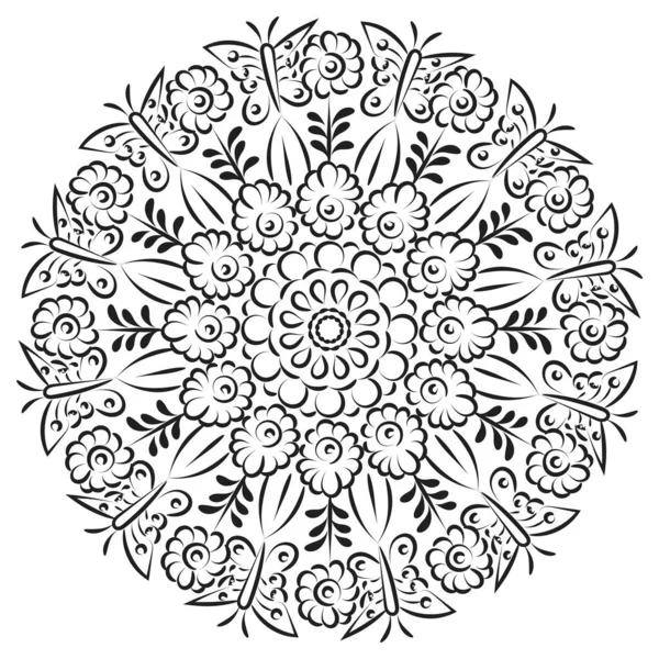 Vector Abstract Mandala Pattern Mandala Retro Dibujado Mano Para Imprimir — Vector de stock