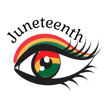 Juneteenth - Baskı, kart, el ilanı ya da bayrak olarak kullanılan ya da basım için Özgürlük renkli vektör tipografisi tasarımını kutlayın