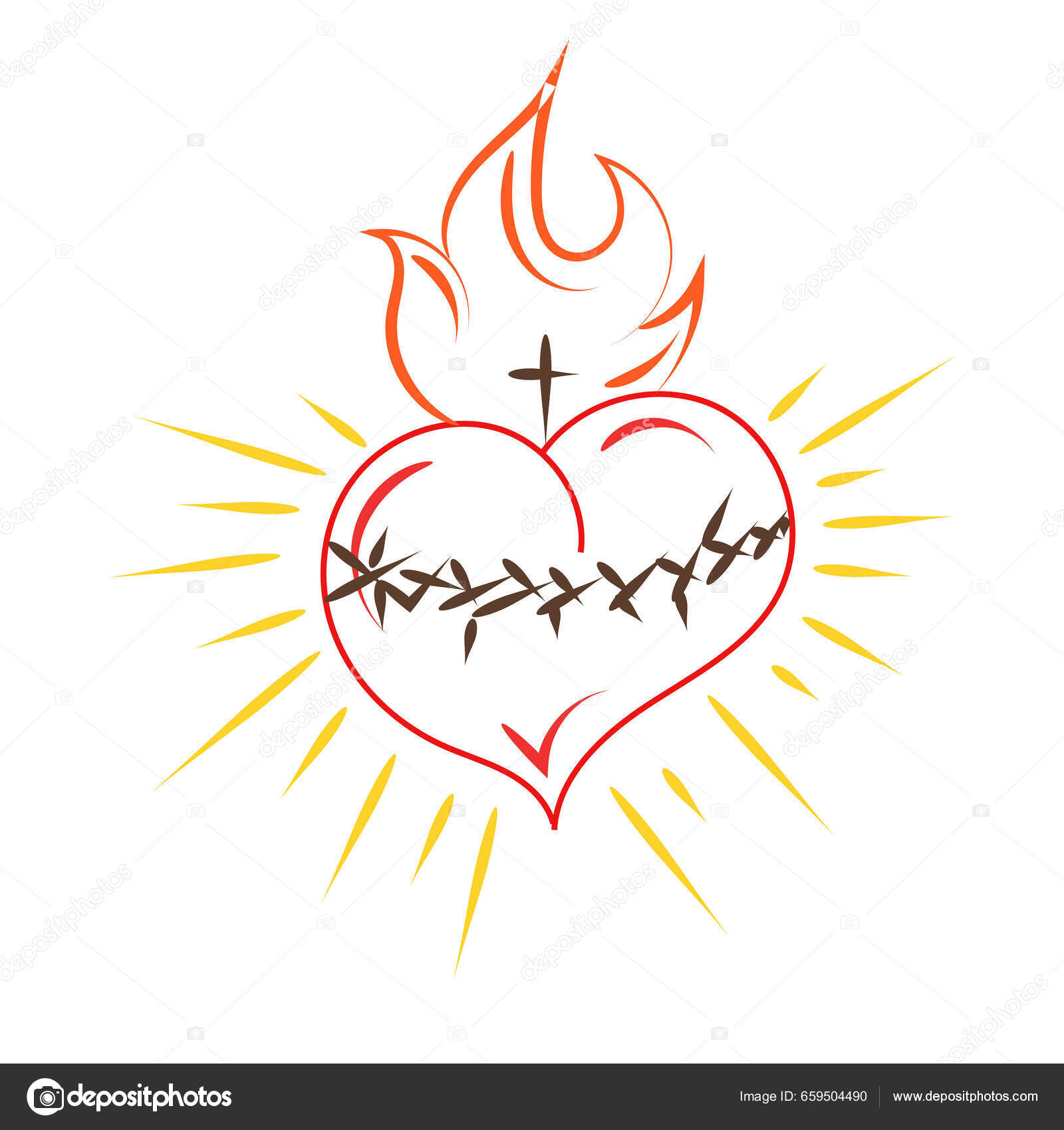 Sacred Heart Jesus Rays Vector Illustration Print Use Poster Flyer ...