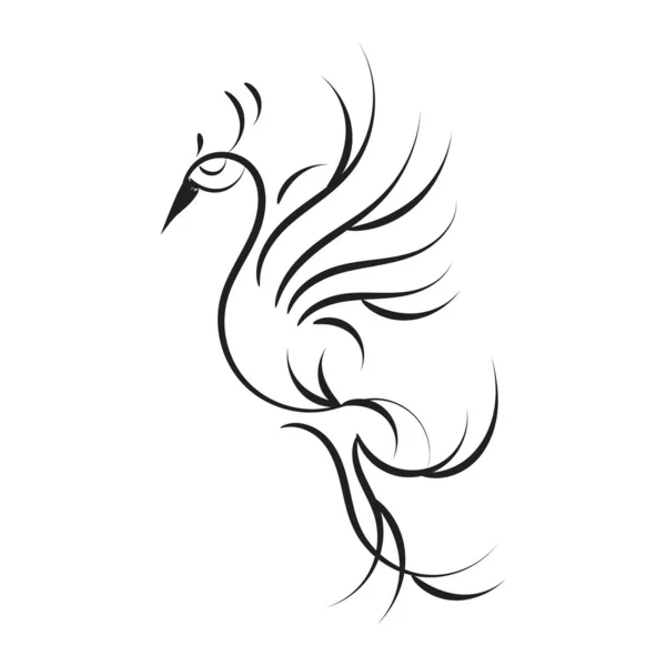 Schöne Und Elegante Phoenix Tattoo Idee Inspirierend Schwarz Weißes Phönix — Stockvektor