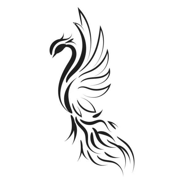 Linda Elegante Ideia Tatuagem Phoenix Inspirador Projeto Tatuagem Tribal Phoenix — Vetor de Stock