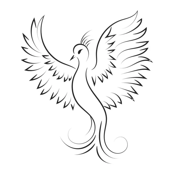 Hermosa Elegante Phoenix Tattoo Idea Inspiradora Diseño Tatuaje Tribal Phoenix — Vector de stock