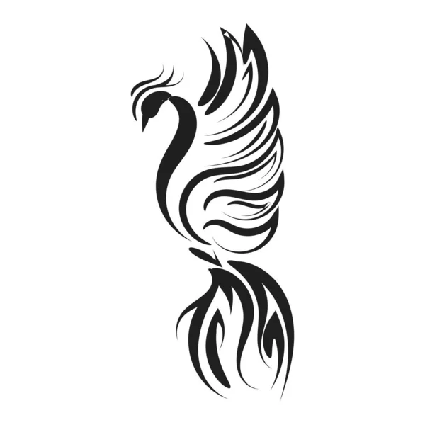 Прекрасная Элегантная Идея Татуировки Феникса Вдохновляет Татуировка Племени Чёрный Белый — стоковый вектор