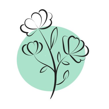 Baskı için organik şekilleri ve yaprakları olan modern soyut vektör illüstrasyonu veya duvar sanatı, kart, broşür veya tişört olarak kullanılması