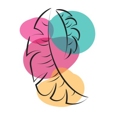 Baskı için organik şekilleri ve yaprakları olan modern soyut vektör illüstrasyonu veya duvar sanatı, kart, broşür veya tişört olarak kullanılması