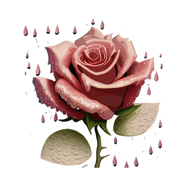 Rysunek Kwiat Róży Naklejki Lub Wykorzystania Jako Plakat Karta Ulotka — Wektor stockowy
