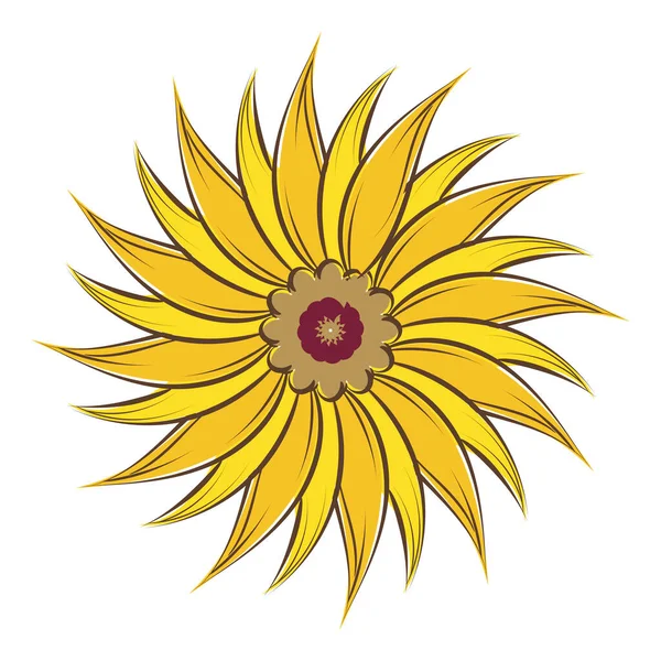 Květinová Čára Kresba Černobílé Slunečnice Vektorové Ilustrace — Stockový vektor