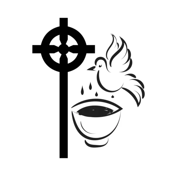 Katolický Křest Křest Symbol Svátosti Katolické Církve Eucharistie — Stockový vektor