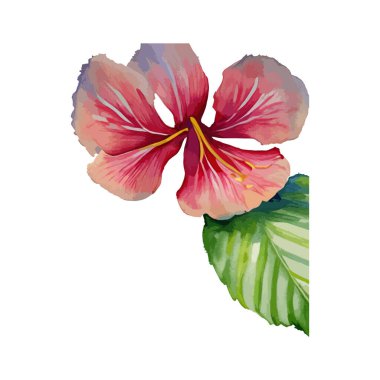 Suluboya stilinde tropikal cennette canlı amber çiçekleri