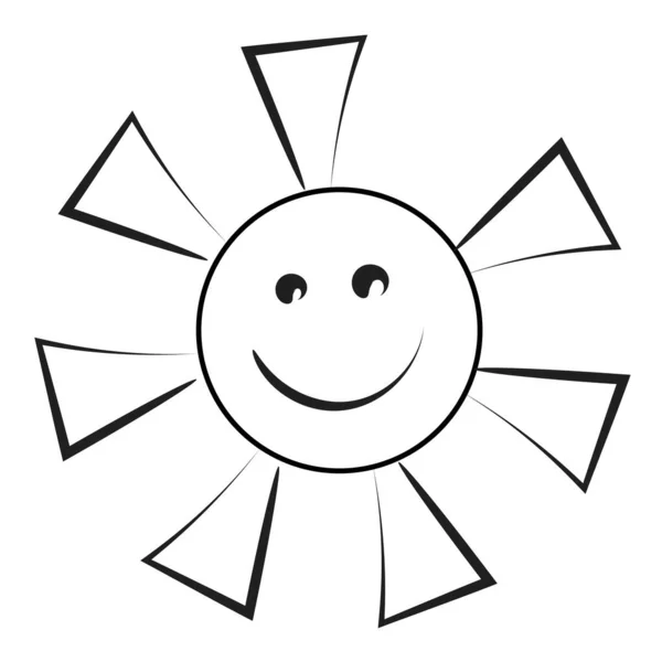 可爱的太阳艺术 祝太阳快乐打印 Smiling Sun矢量图解用作卡片 贴纸或T恤衫 — 图库矢量图片
