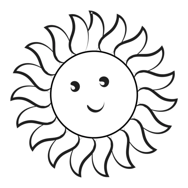 Roztomilé Sun Art Šťastné Slunce Pro Tisk Usmívající Vektor Slunce — Stockový vektor