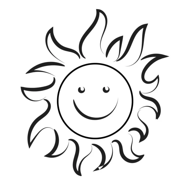 可爱的太阳艺术 祝太阳快乐打印 Smiling Sun矢量图解用作卡片 贴纸或T恤衫 — 图库矢量图片