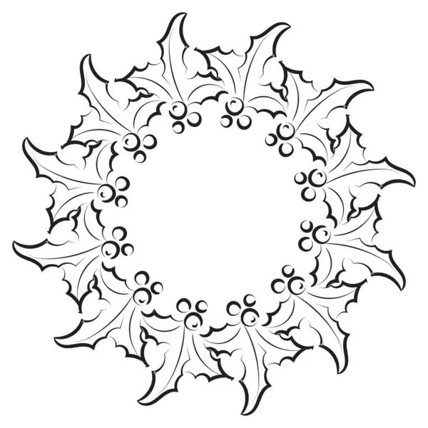 Diseño Corona Navidad Dibujado Mano Para Imprimir Usar Como Póster — Archivo Imágenes Vectoriales