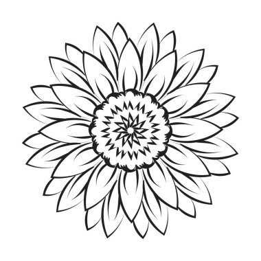 Yazdırma veya dövme tasarımı için Çiçek Çizgisi Sanatı