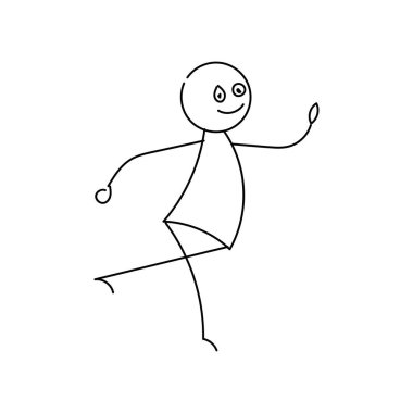 Matbaa, kart, broşür, dövme veya T-Shirt tasarımı için komik çubuk figürü el çizimi tarzı