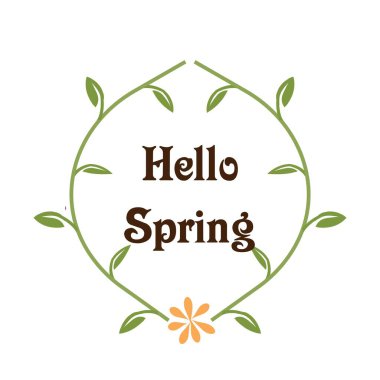 Kaligrafi sezonuyla Hello Spring. Baskı için çiçek çelengi tasarımı ya da poster, kart, broşür ya da tişört olarak kullanılması