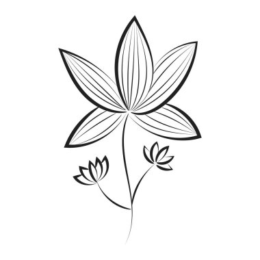 Dövme tasarımı ya da baskı için çiçek çizgisi çizimi tasarımı
