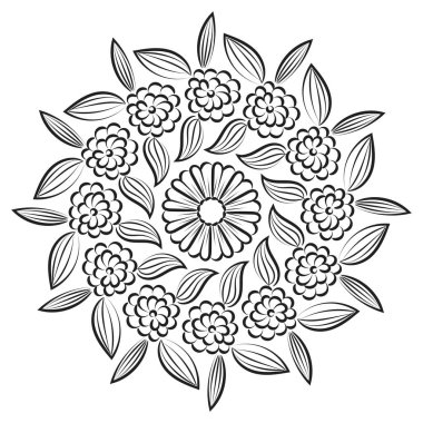 Renklendirme sayfası için mandala tasarımı. Kına, mehndi, dövme ve dekorasyon için dairesel desen..