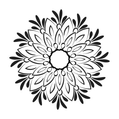 Boyama kitabı sayfaları için dairesel desenli çiçekli mandala taslağı