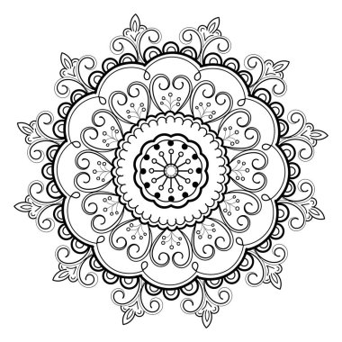 Renklendirme sayfası için mandala tasarımı. Kına, mehndi, dövme ve dekorasyon için dairesel desen..