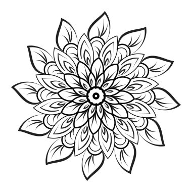 Renklendirme sayfası için mandala tasarımı. Kına, mehndi, dövme ve dekorasyon için dairesel desen..