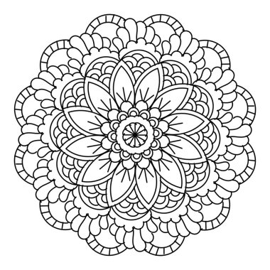 Renklendirme sayfası için mandala tasarımı. Kına, mehndi, dövme ve dekorasyon için dairesel desen..