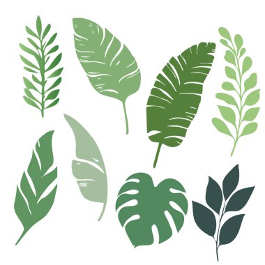 Yeşil Yaprak Silüeti Simgesi Minimalist Botanik Tasarım Elementleri