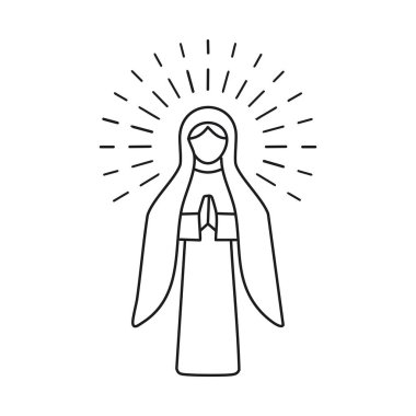 Meryem Ana 'nın vektör çizimi, Meryem Ana, vektör illüstrasyonu, basılabilir, logo, işaret, dövme, lazer kesimi, çıkartma, boyama kitabı ve diğer baskılar için uygun.