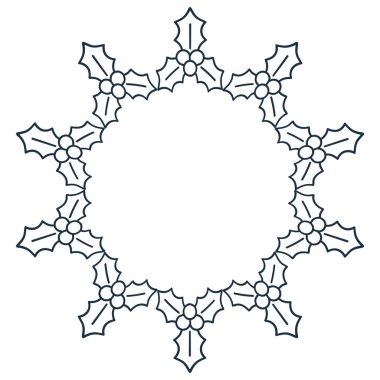 Şenlikli Noel çelengi çizimi. Bayram çelengi, kutsal yapraklar ve çanlar Noel süslemeleri, klasik Noel çelenkleri.. 