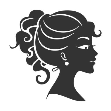 Zarif Kadın Siluet Tarafı Görünümü. Açık Saç Vektörü Tasarımı. Kadın Profil Sanatı.