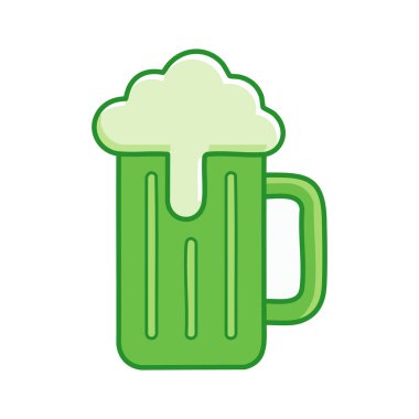 St. Patrick Günü Dijital İllüstrasyonu. İrlanda Şansı, Yonca, Leprikon Şapkası, Yeşil Bira ve Altın Para Sanatı