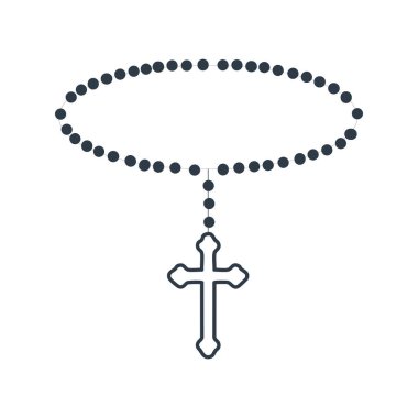 Christian Rosary beads. Prayer Catholic chaplet with the Holy Cross. Use as poster, card, flyer, T Shirt design or Tattoo	
