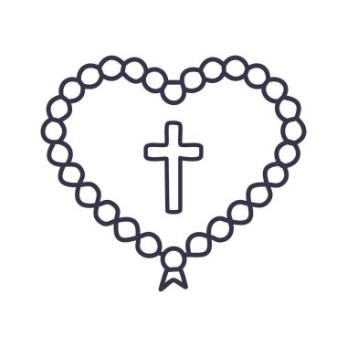 Christian Rosary beads. Prayer Catholic chaplet with the Holy Cross. Use as poster, card, flyer, T Shirt design or Tattoo	