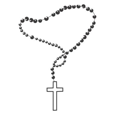 Christian Rosary beads. Prayer Catholic chaplet with the Holy Cross. Use as poster, card, flyer, T Shirt design or Tattoo	